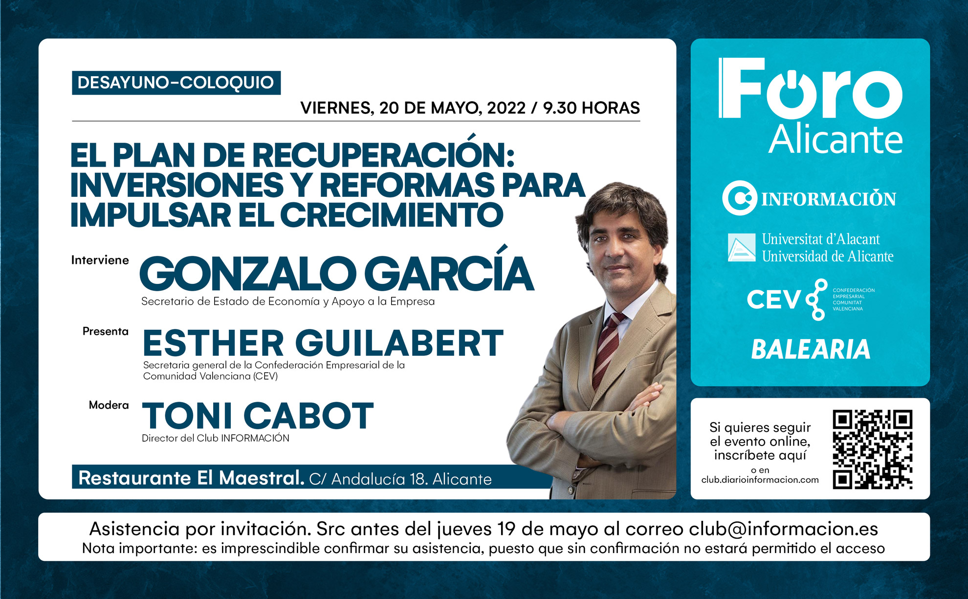 FORO ALICANTE con GONZALO GARCÍA. “El plan de recuperación: inversiones y reformas para impulsar el crecimiento”